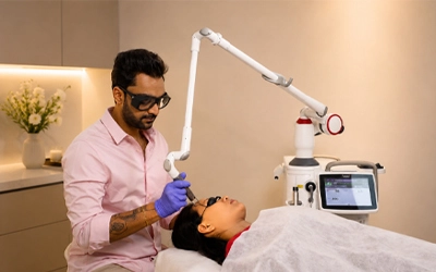 Laser toning for skin brightening